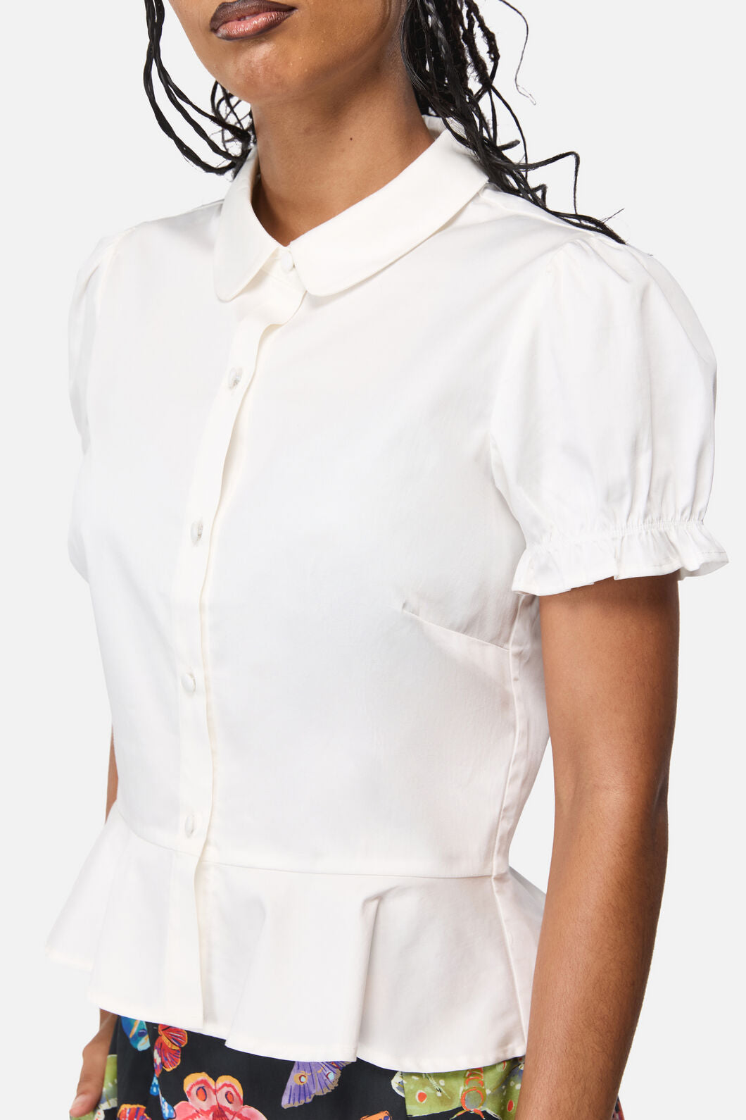 Black Friday - Luna Peplum Blouse - vintage-white