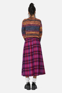 Black Friday - Luna Goth Tartan Midi Skirt - plum