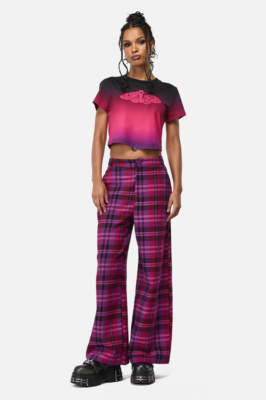 Black Friday - Luna Wide Leg Goth Pant - plum