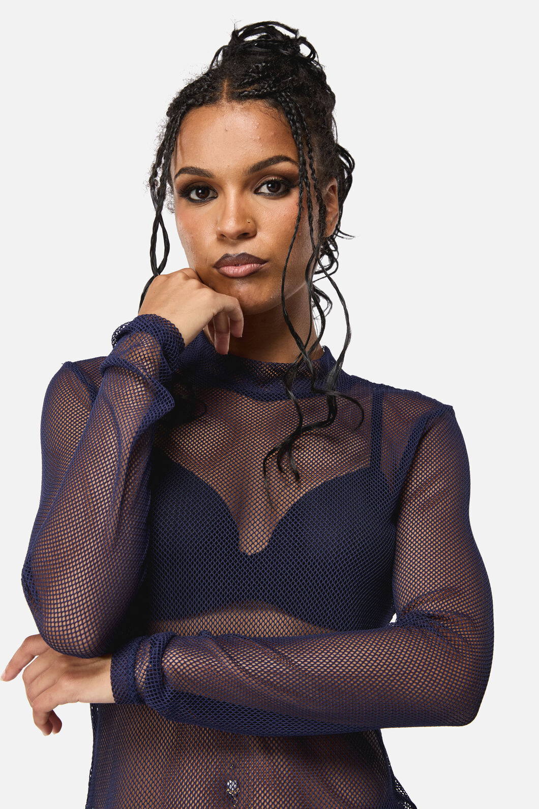 Black Friday - Midnight Goth Mesh Top - navy