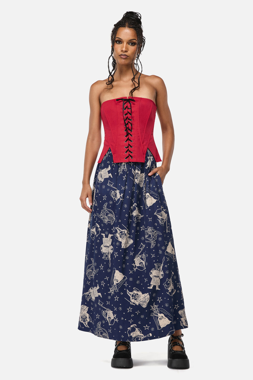 Black Friday - Grace Goth Corset Top - red