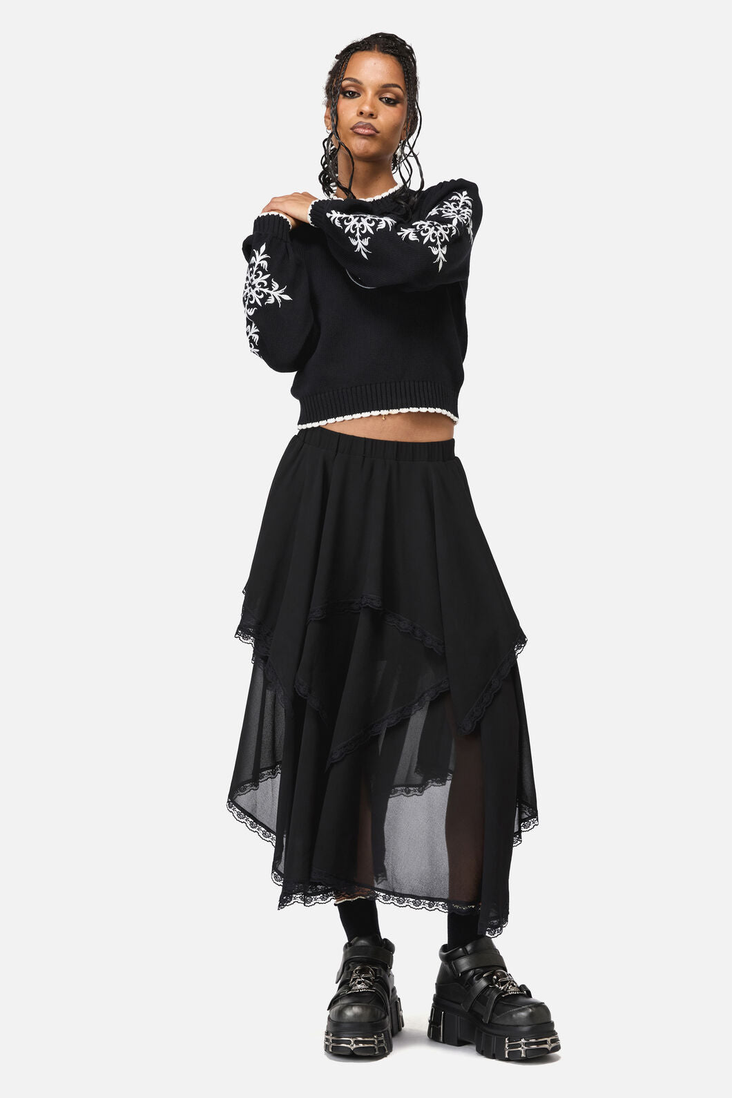 Black Friday - Phantom Goth Midi Skirt - black