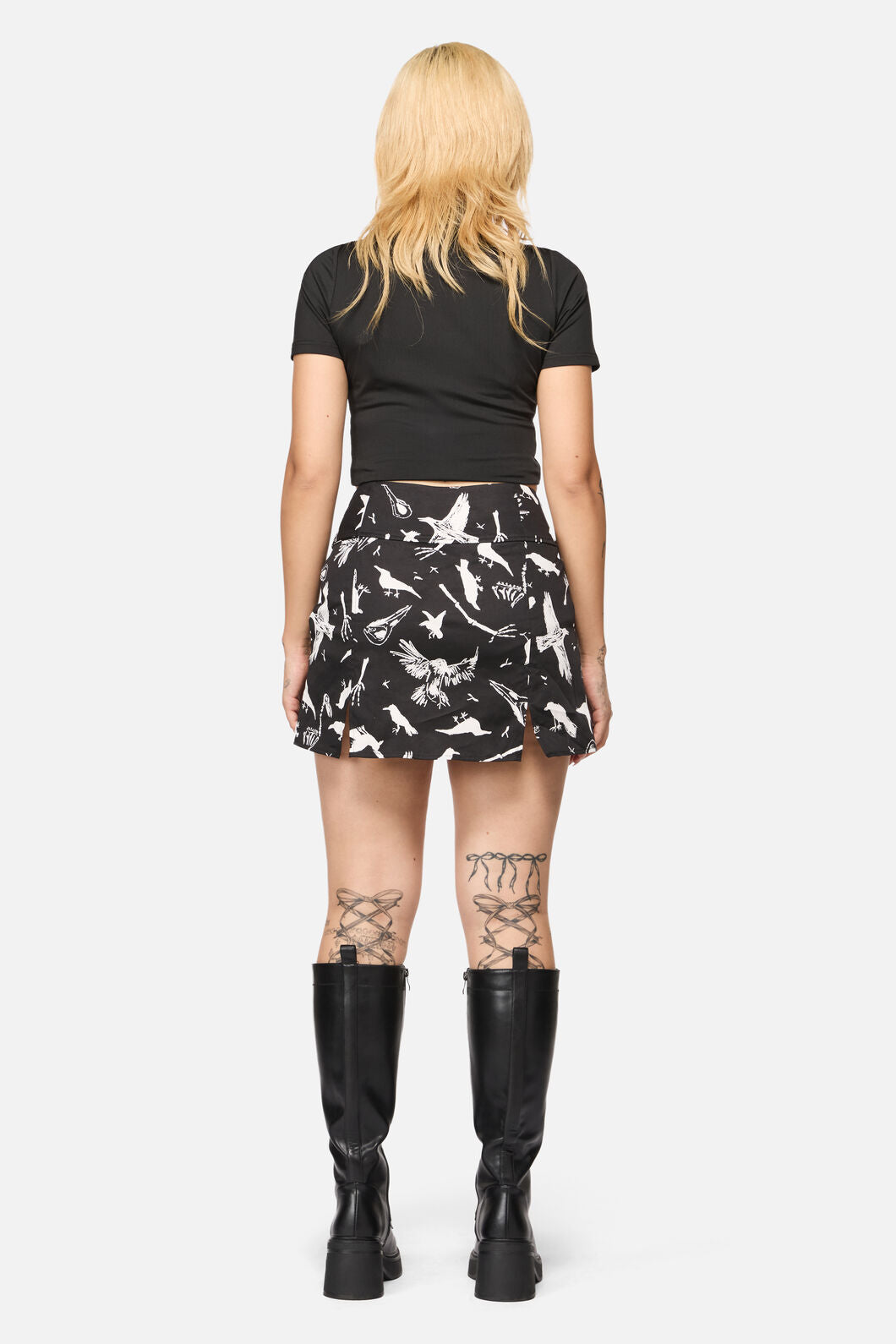Black Friday - Corbeau Print Fitted Miniskort - black