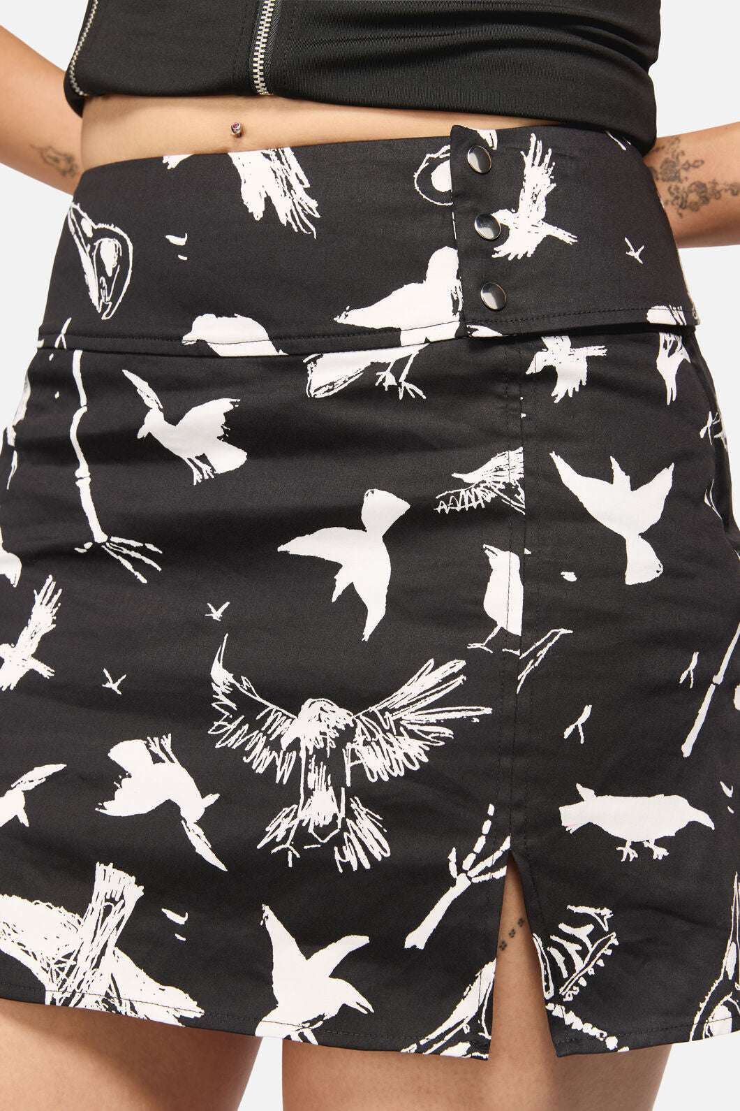 Black Friday - Corbeau Print Fitted Miniskort - black
