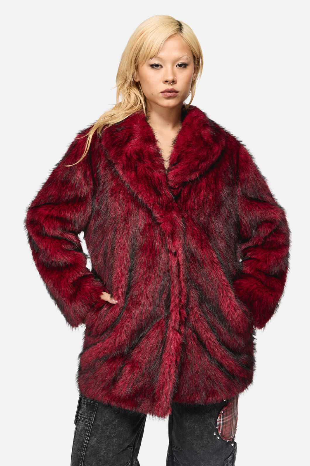 Black Friday - Louve Faux Fur Lined Coat - red