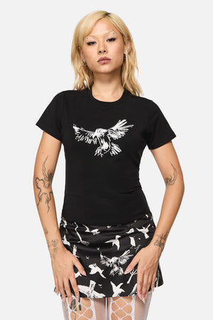 Black Friday - Corbeau Print Fitted T-Shirt - black