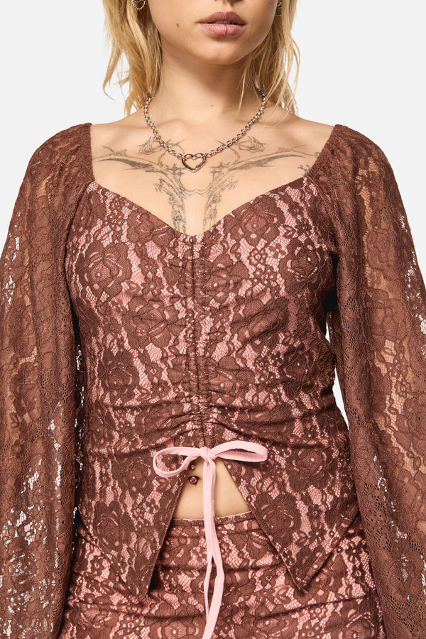 Black Friday - Increasing Silence Lace Top - pink-brown