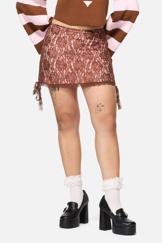 Black Friday - Increasing Silence Lace Skort - pink-brown