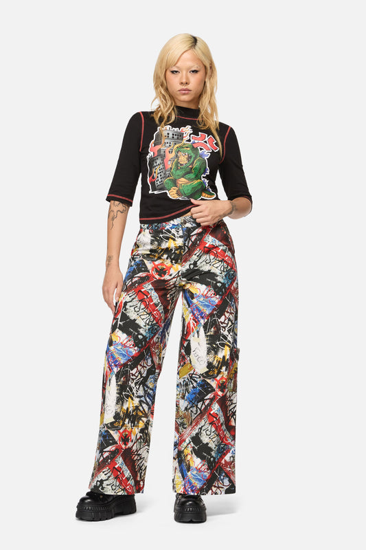 Black Friday - Facade Punk Wide Leg Pant - multi