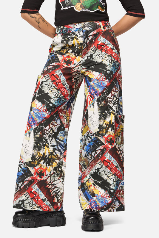 Black Friday - Facade Punk Wide Leg Pant - multi