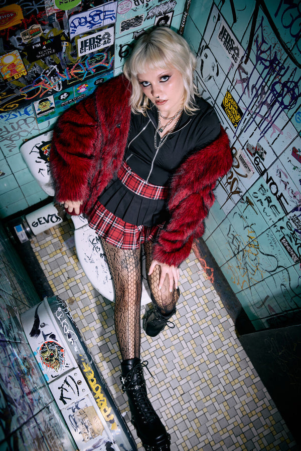 Black Friday - Louve Tartan Punk Layer Skirt - red-black