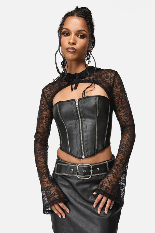 Black Friday - Dame Lace Hood Top - black