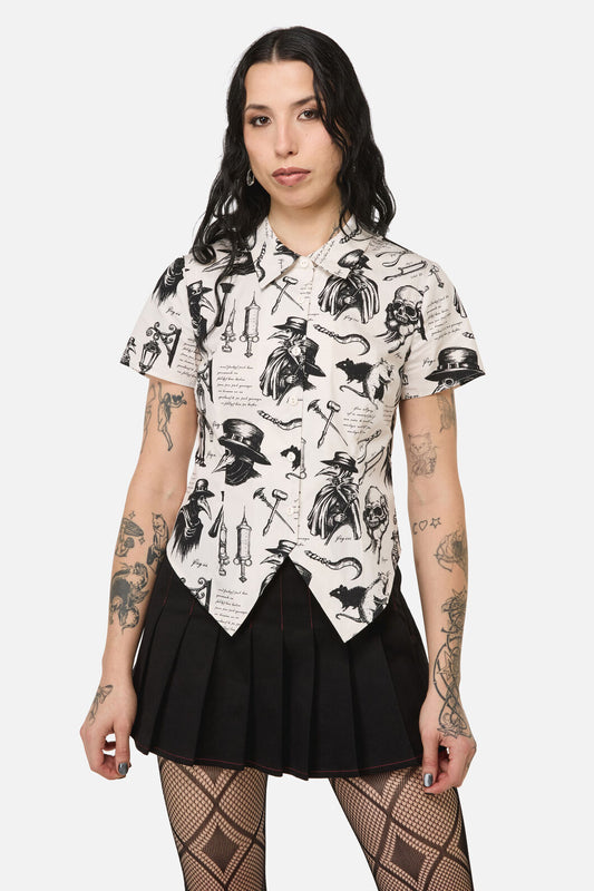 Black Friday - Plague Doctor Goth Blouse - cream