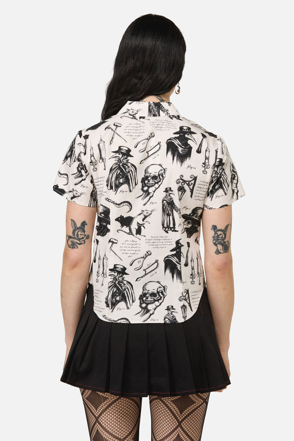 Black Friday - Plague Doctor Goth Blouse - cream