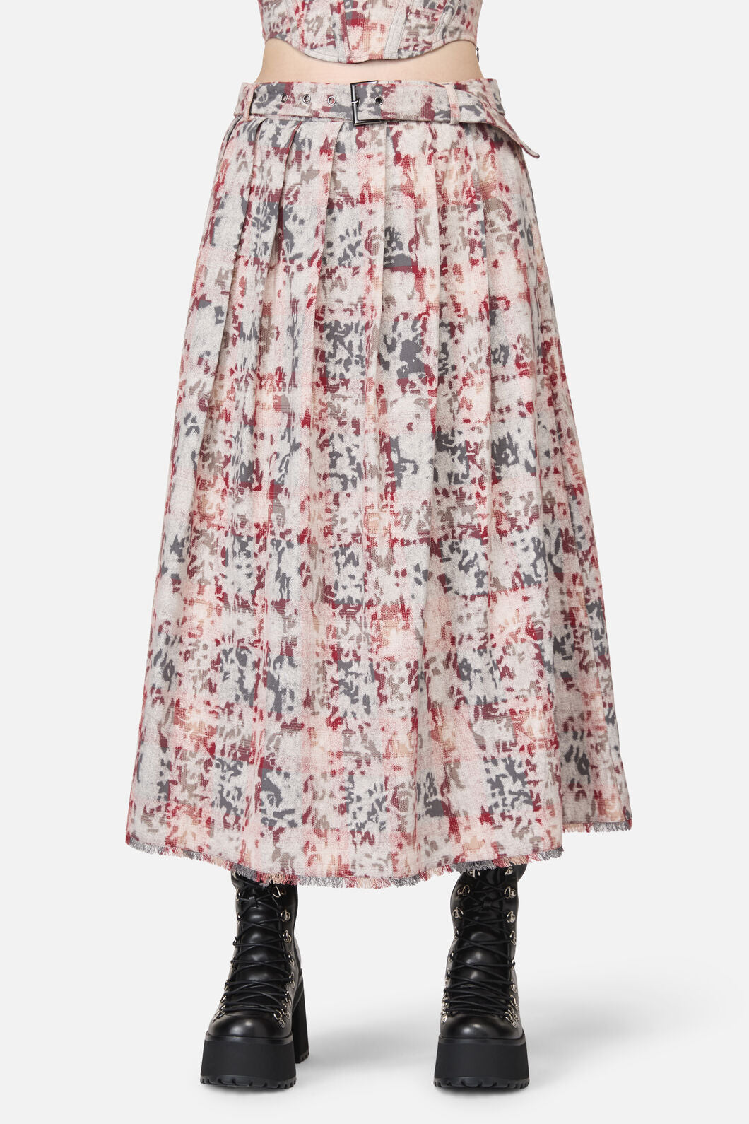 Black Friday - Lesions Tartan Goth Midi Skirt - multi