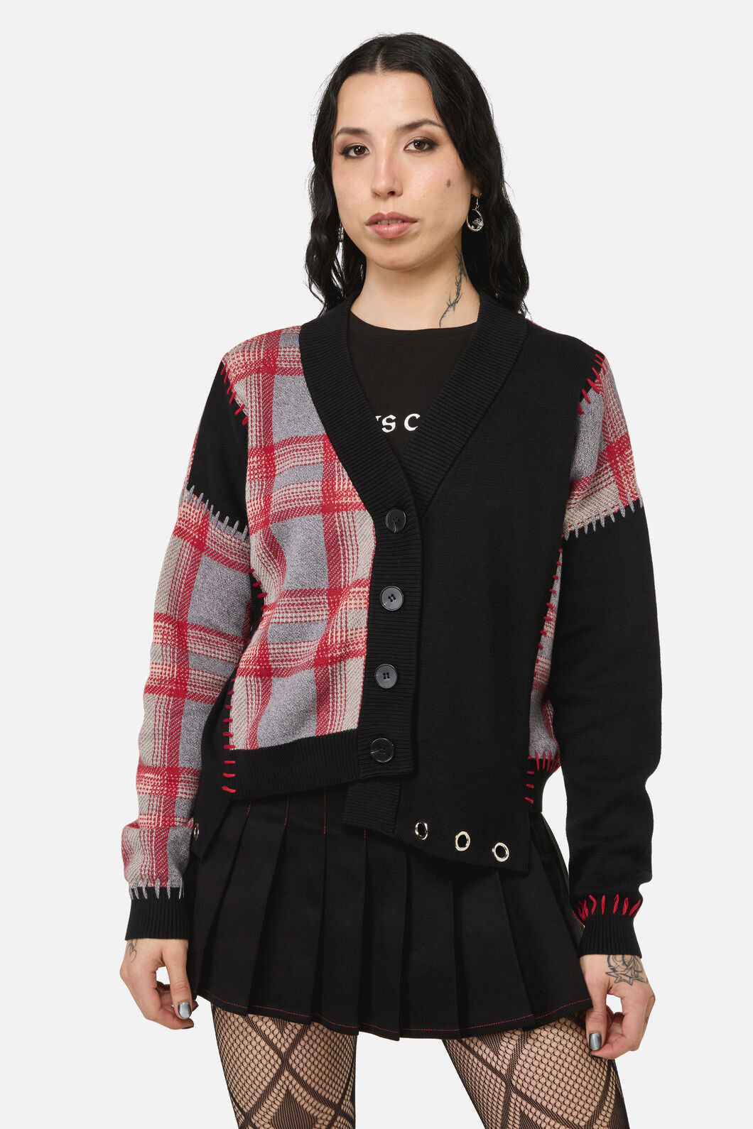 Black Friday - Lesions Tartan Goth Cardigan - multi