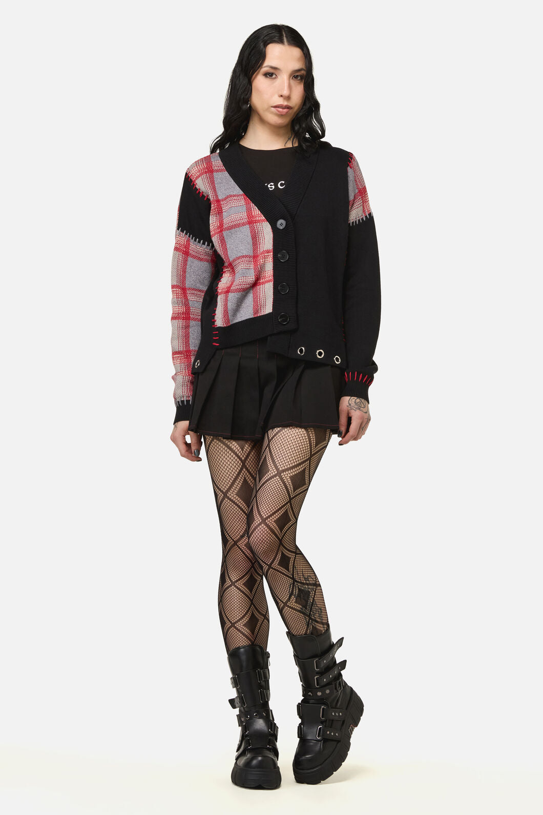 Black Friday - Lesions Tartan Goth Cardigan - multi