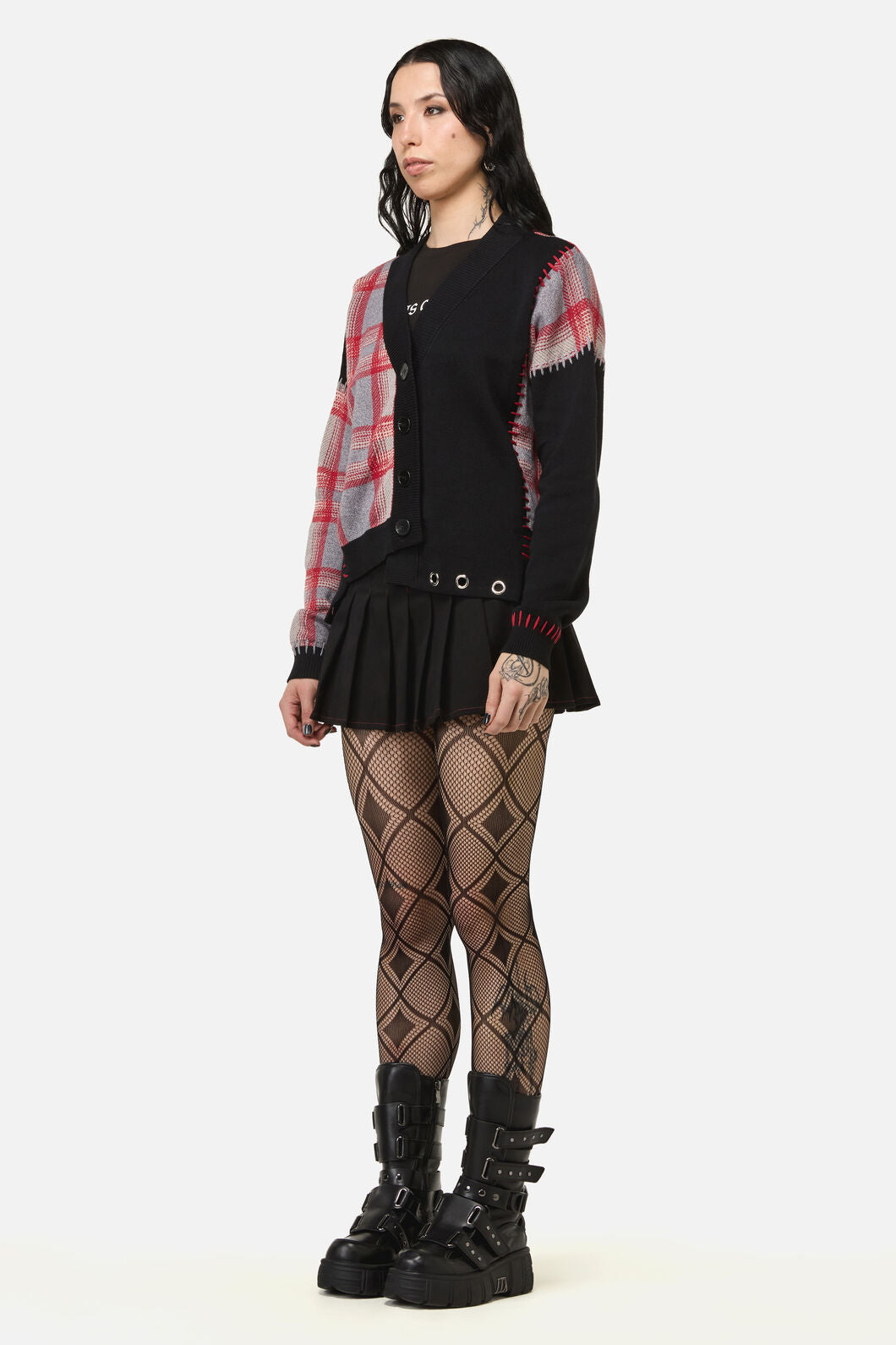 Black Friday - Lesions Tartan Goth Cardigan - multi