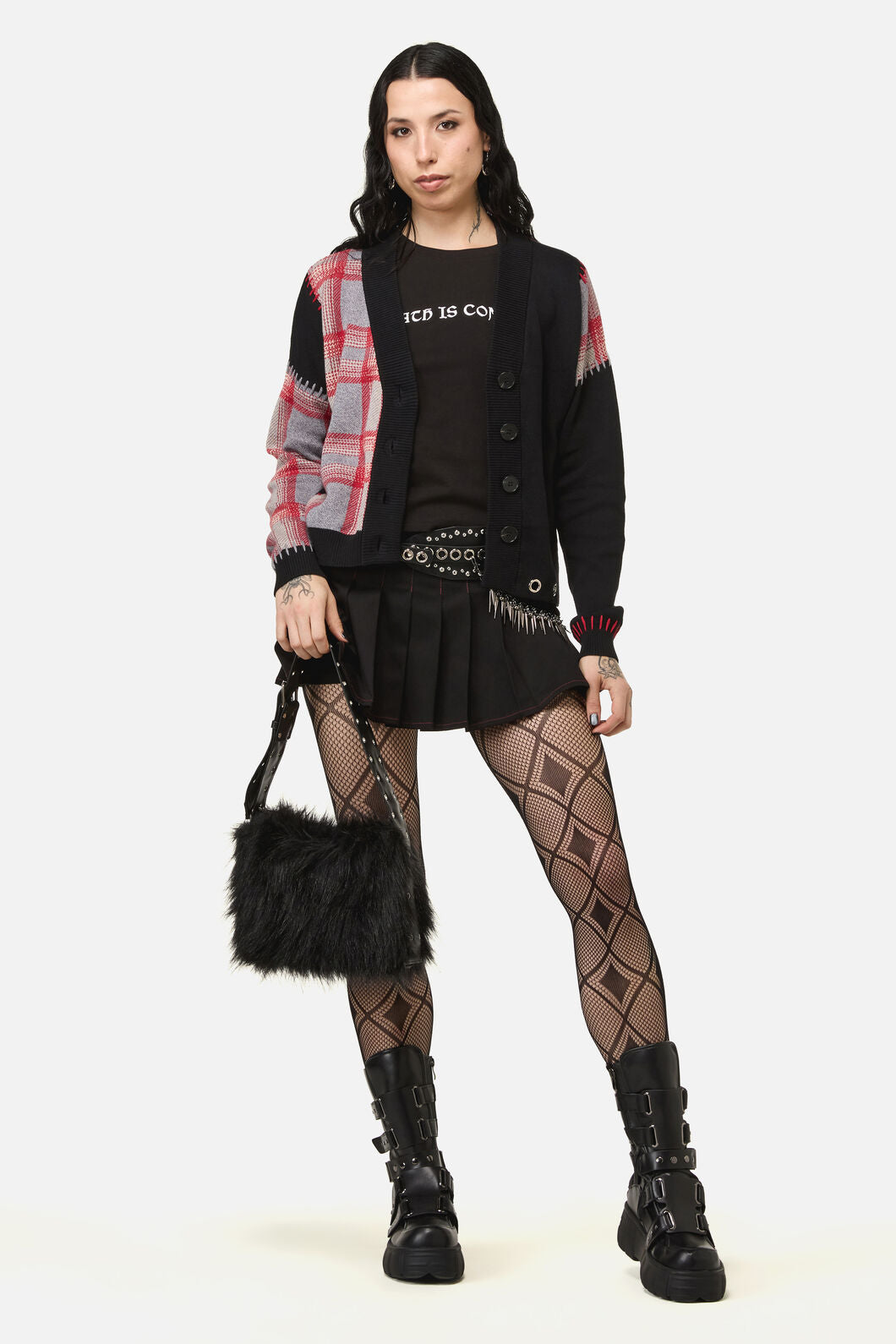 Black Friday - Lesions Tartan Goth Cardigan - multi