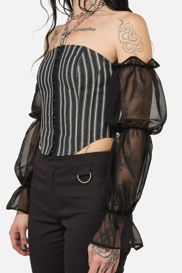 Black Friday - Link Pin Stripe Top - black
