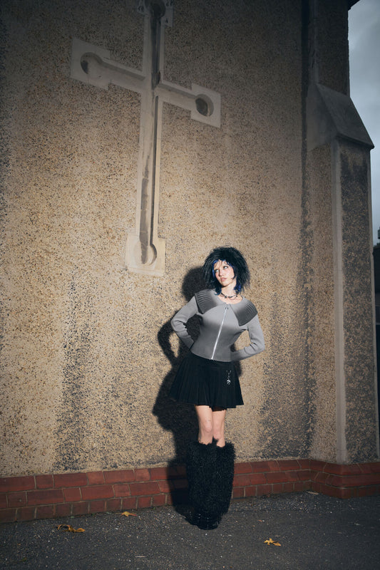 Black Friday - Bonez Gradient Zip Cardigan - grey-black