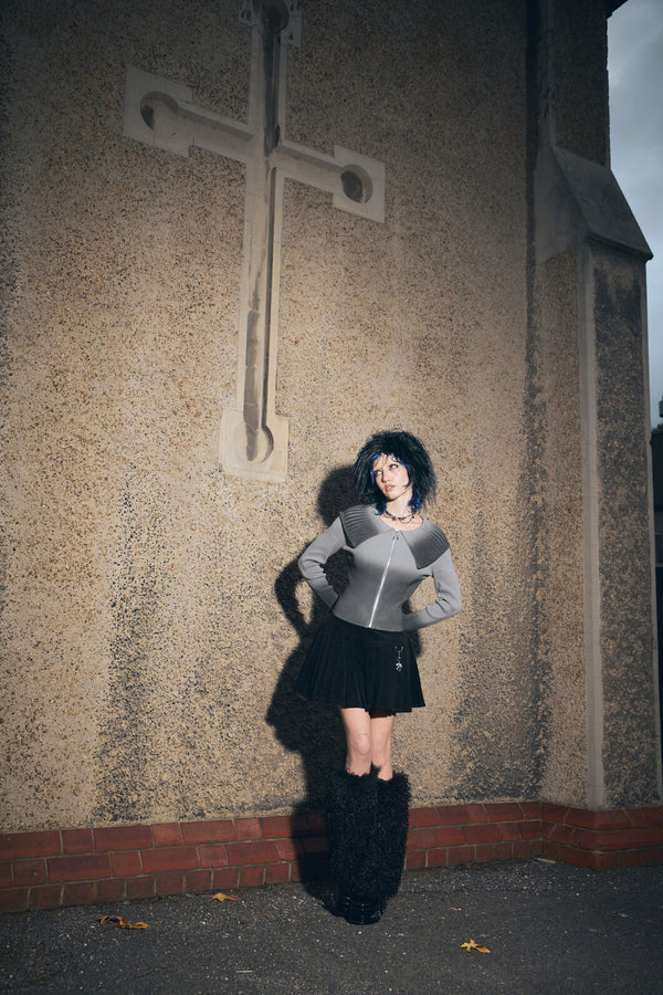 Black Friday - Bonez Gradient Zip Cardigan - grey-black