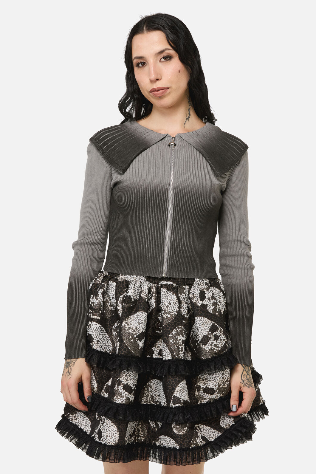 Black Friday - Bonez Gradient Zip Cardigan - grey-black