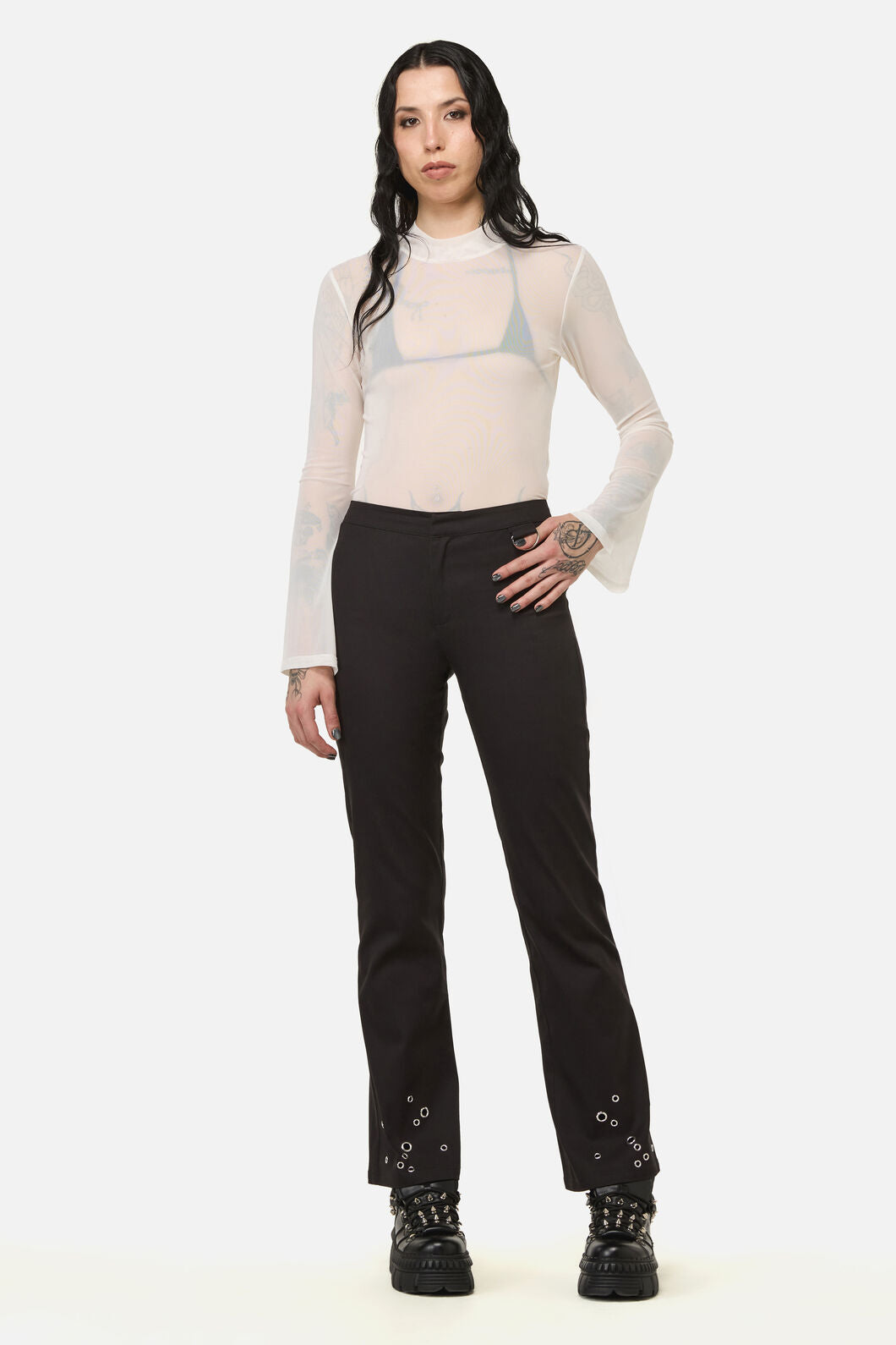 Black Friday - Enamored Eyelet Goth Pant - black