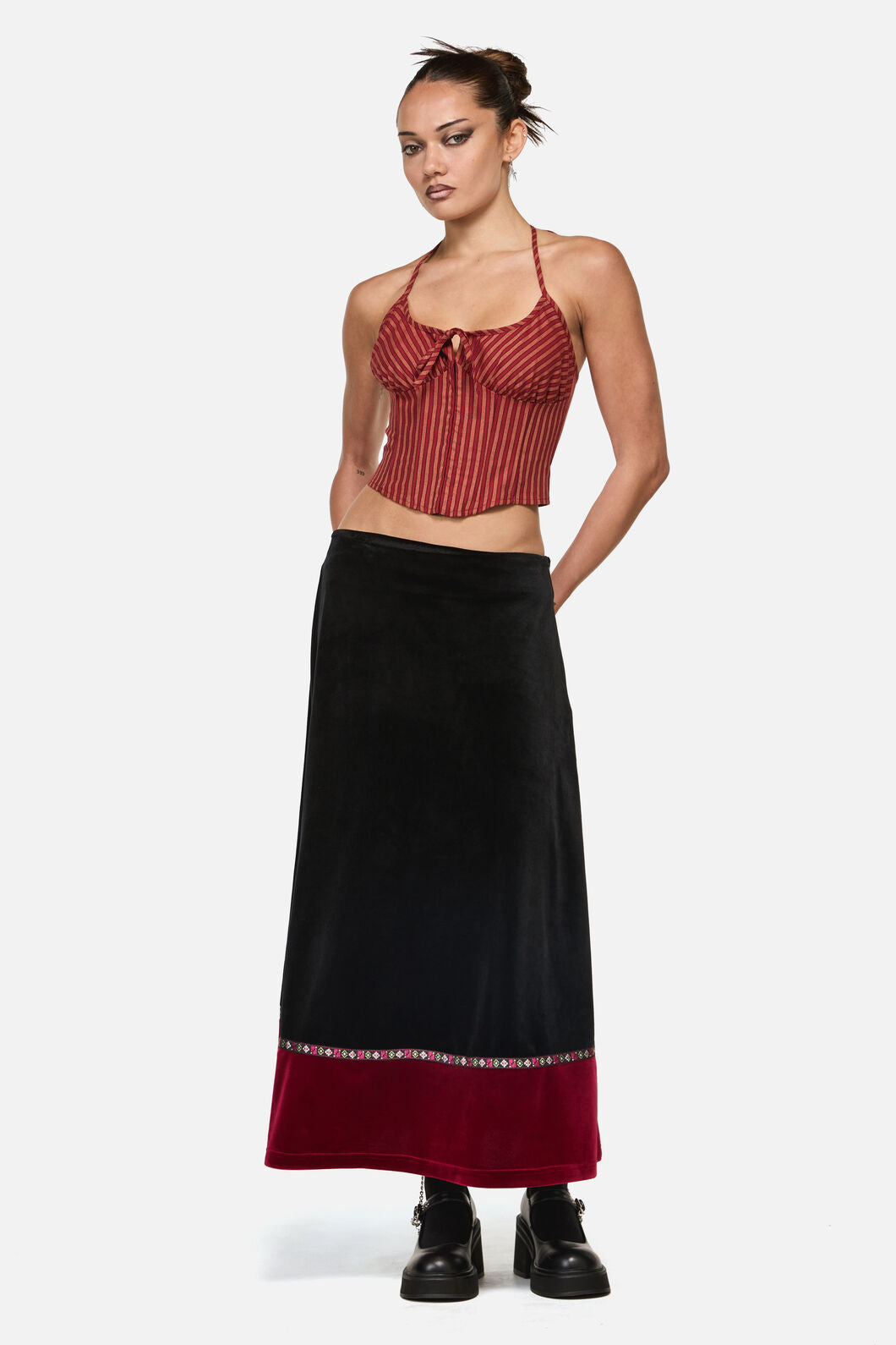 Black Friday - Faire Stripe Corset - red-gold