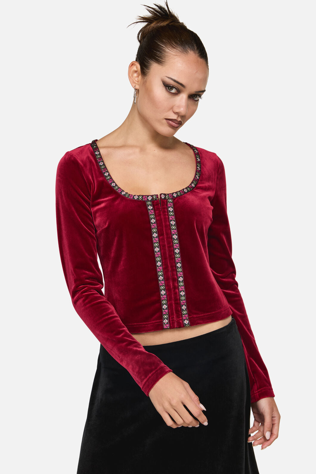 Black Friday - Squire Goth Velour Cardigan - red