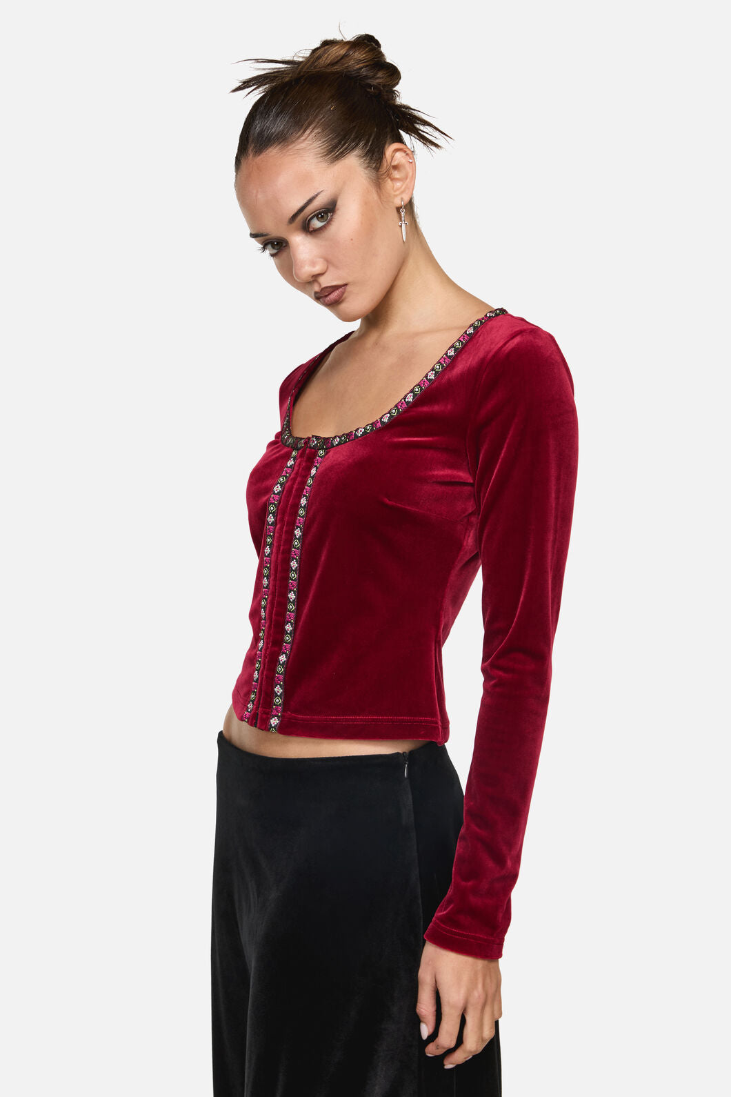 Black Friday - Squire Goth Velour Cardigan - red