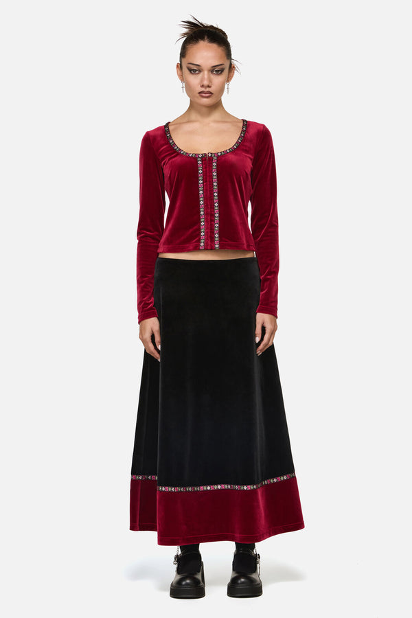 Black Friday - Squire Goth Velour Cardigan - red