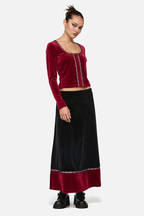 Black Friday - Squire Goth Velour Cardigan - red