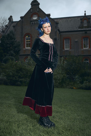 Black Friday - Squire Goth Velour Midi Skirt - black