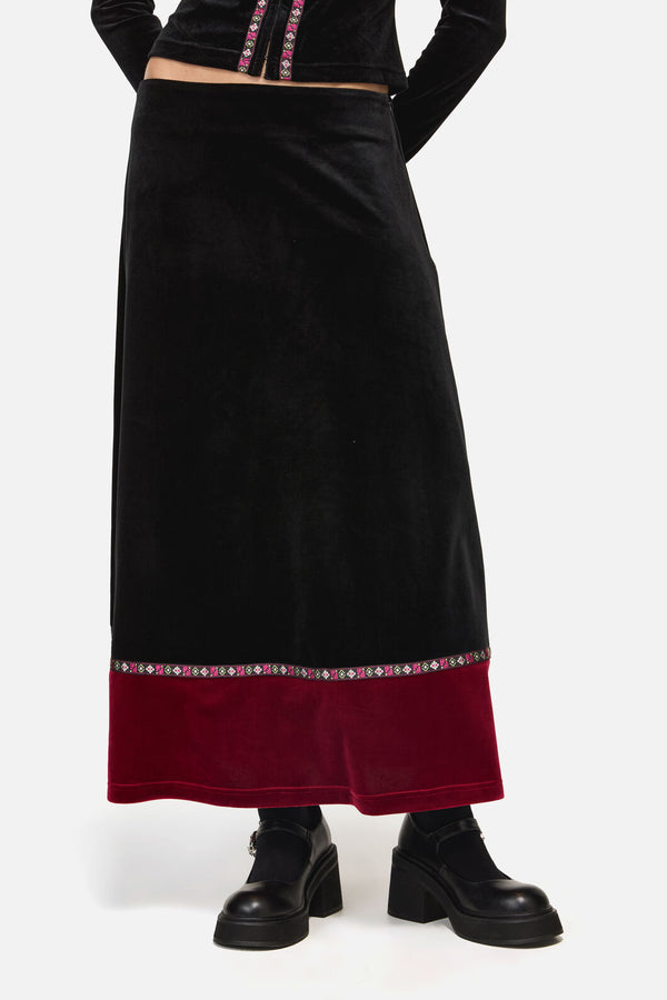 Black Friday - Squire Goth Velour Midi Skirt - black