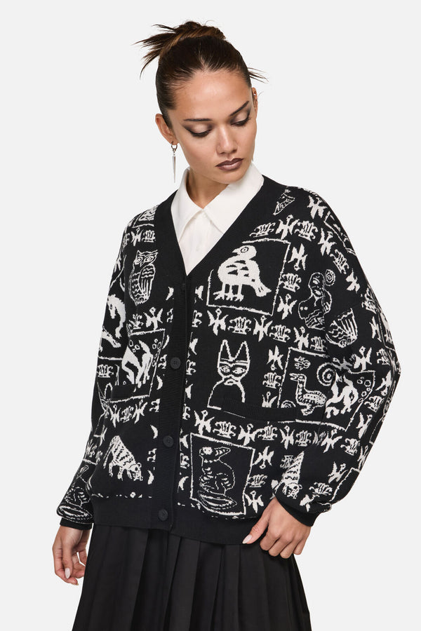 Black Friday - Manuscript Goth Cardigan - black