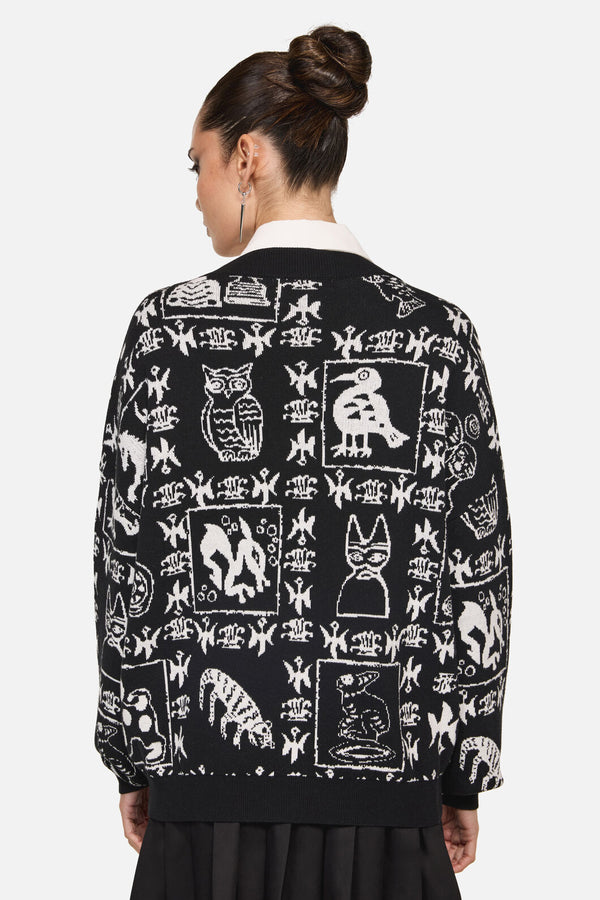 Black Friday - Manuscript Goth Cardigan - black
