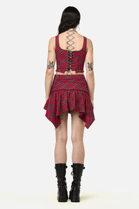 Black Friday - Rad Goth Hanky Tartan Skort - black-red