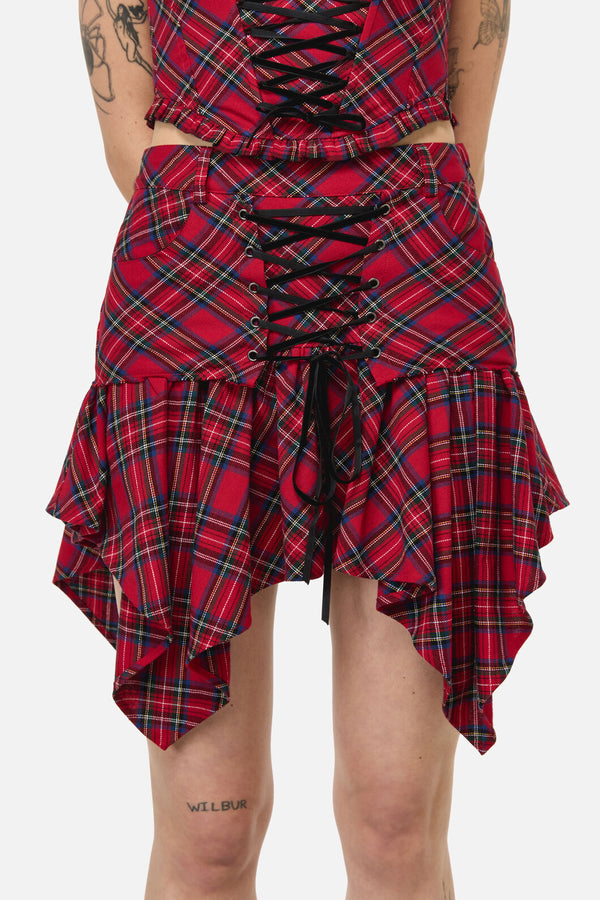 Black Friday - Rad Goth Hanky Tartan Skort - black-red