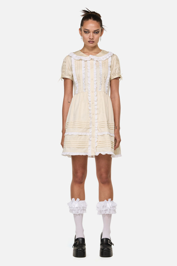 Black Friday - Estate Frill Mini Dress - cream