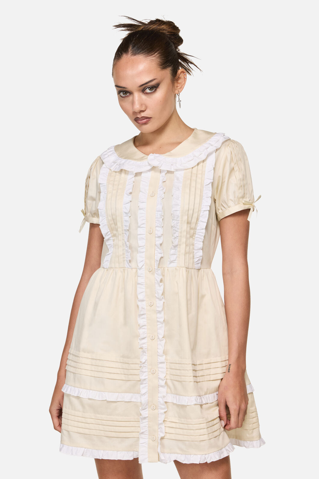 Black Friday - Estate Frill Mini Dress - cream