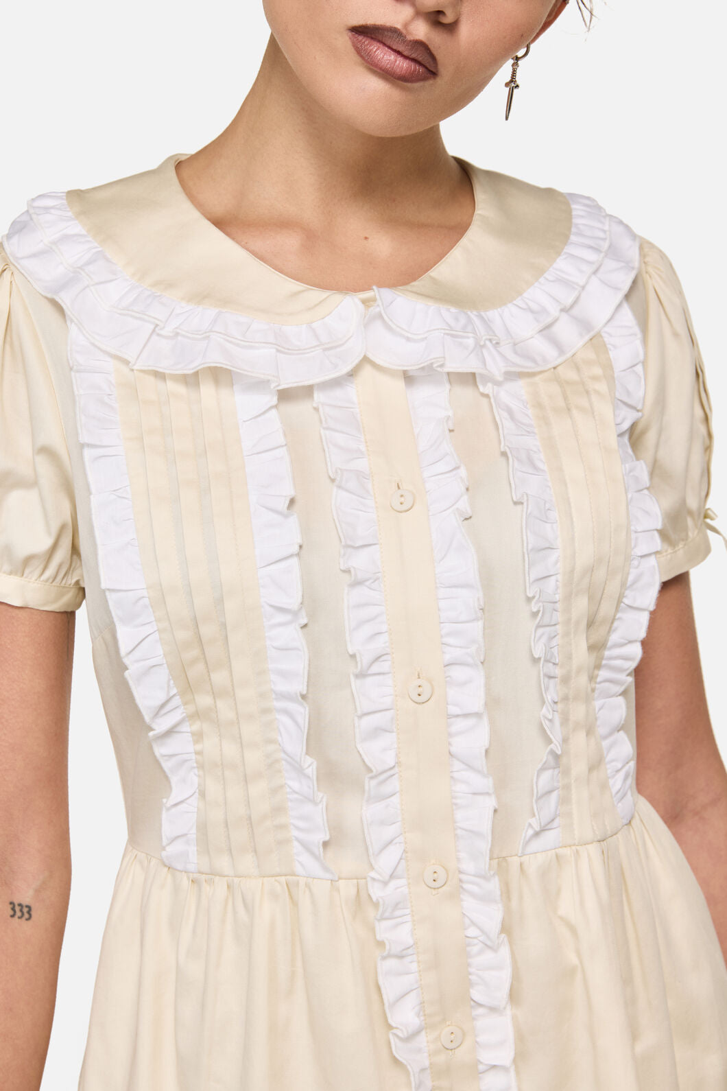 Black Friday - Estate Frill Mini Dress - cream