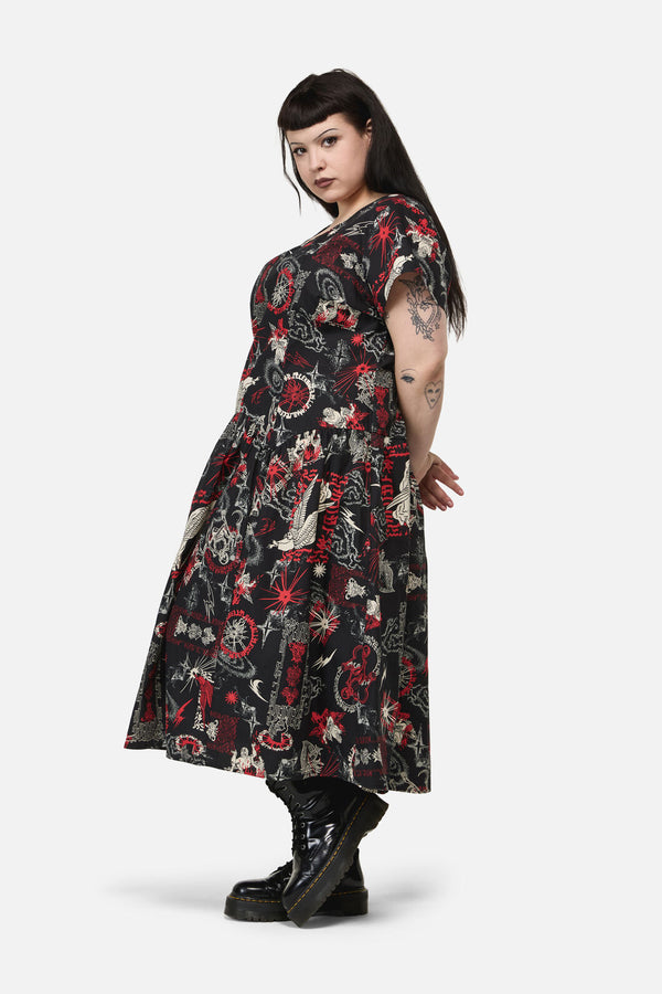 Black Friday - Curve Purgatory Goth MidiDress - black