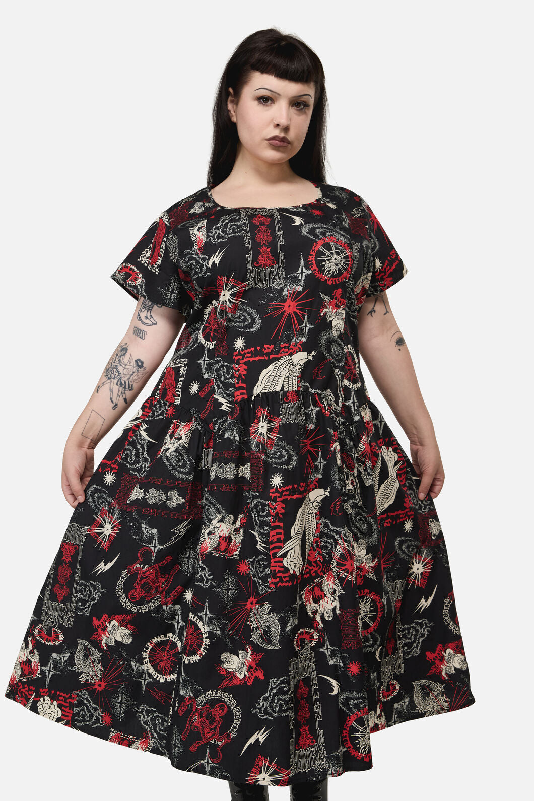 Black Friday - Curve Purgatory Goth MidiDress - black