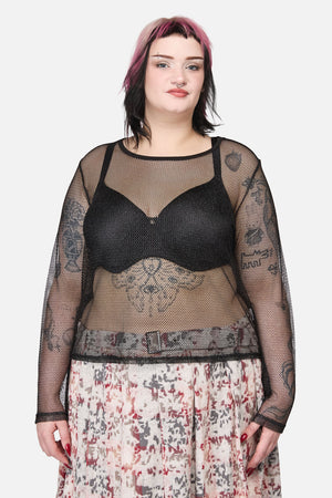 Black Friday - Curve Opulent Mesh Top - black
