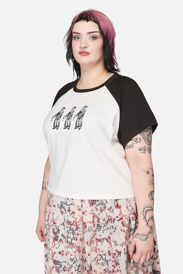 Black Friday - Curve Grim Goth Raglan Tee - cream