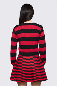 Black Friday - Trad Emo Big Stripe Cardigan - black-red