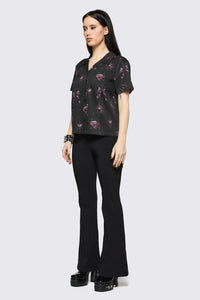 Black Friday - Trad Emo Skull Artwork Blouse - black