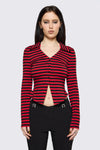 Black Friday - Trad Emo Stripe Jersey Top - black-red