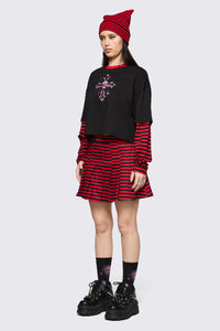 Black Friday - Trad Emo Crop Stripe T-Shirt - black-red